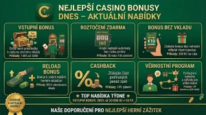 Typy casino bonusů dostupných v českých kasinech 📊
